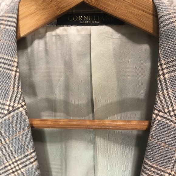 Corneliani Plaid Blazer Sport Coat Two Button Jacket Career Gray Size 56L - Picture 3 of 10